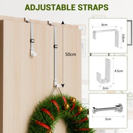 ytorgr 3PCS Wreath Hangers for Front Door, Door Wreath Garland Hook Metal Wreath Holder, Adjustable Over Door Hanger White