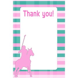 30 Blank Thank You Cards Pink Green Stripes Polo Design Baby Boy Shower Birthday Party + 30 White Envelopes