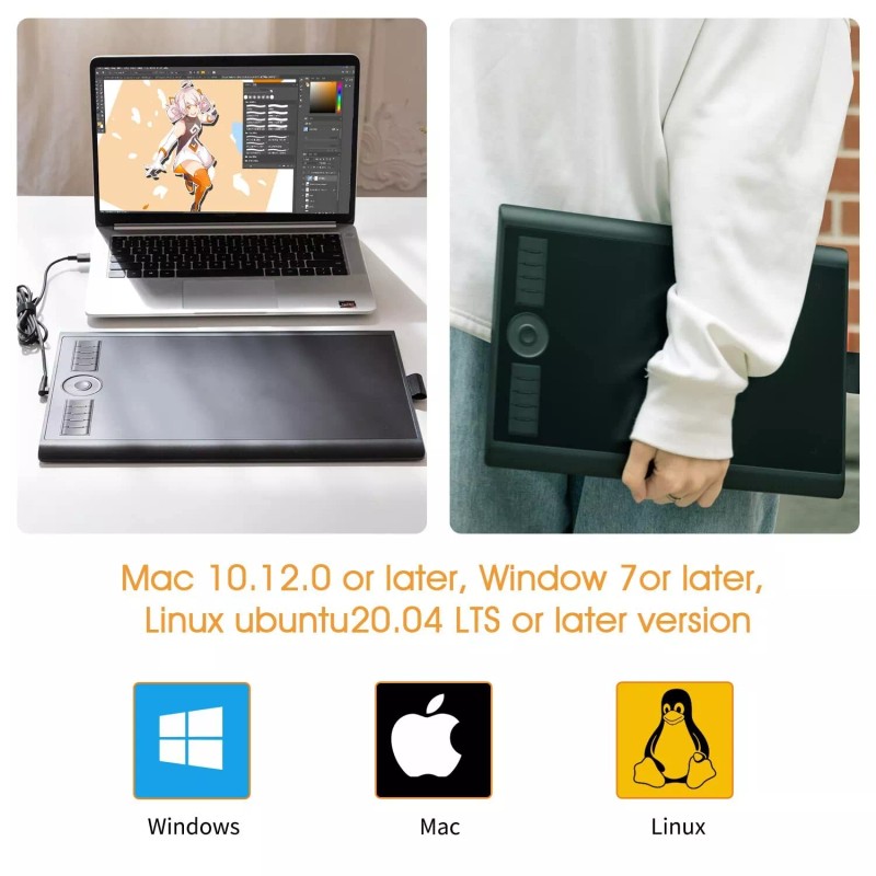 GAOMON M10K Drawing Tablet, 10x6 inch Large Graphics Tablet with