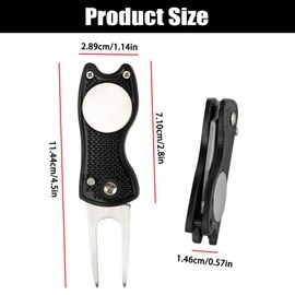 zuylikxy 2-Pack Golf Divot Repair Tool with Magnetic Ball Marker - Foldable Pop-up Divot Turf Fork for Golf Enthusiasts