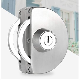 Qrity No Drilling Stainless Steel Glass Cabinet Lock with Key Double Glass Door Lock Sliding Door Lock Glass Door Cabinet Lock with 3 Copper Keys for 10~12mm Thickness Tempered Glass Door