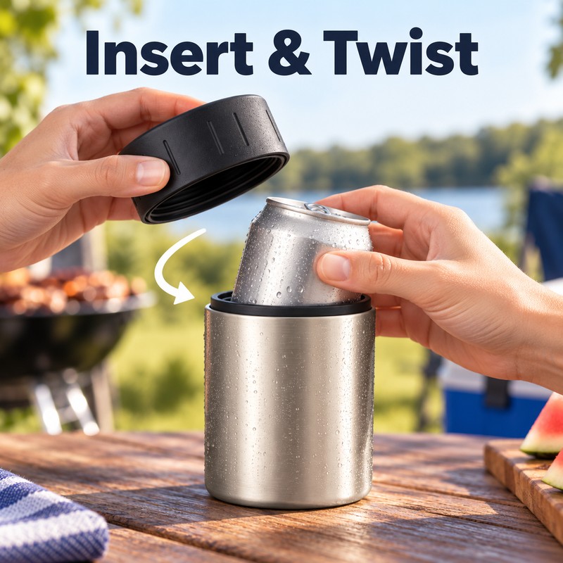 Stainless Steel Insulated Can Cooler – Double Wall Vacuum Beverage