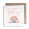 Second Ave Baby Girl Newborn Congratulations Rainbow Elephant Square Card