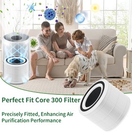 Core 300 Replacement Filter for LEVOIT Core 300/300S/300-P/Core P350 Air Purifiers, 3-in-1 H13 True HEPA Filter with Activated Carbon, Replace Core 300-RF (White)