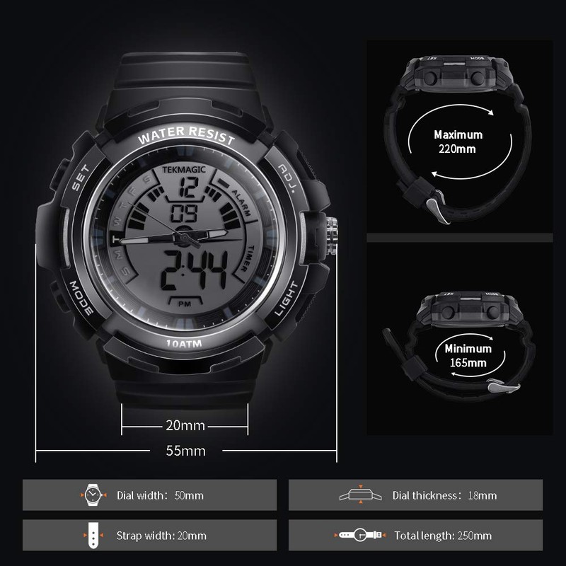 BANGLIN 100m Water Resistant Sport Diver Watch Underwater Submersible Stopwatch