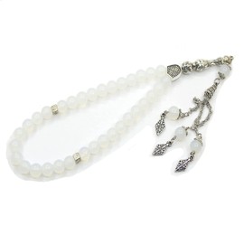Tesbih Tasbih Tespih Misbaha Subha 33 Prayer Beads Muslim Islamic Rosary Prayer Worship Accessories Semi-Precious Stone Moonstone Beads Round 8 mm, Brass, Opal