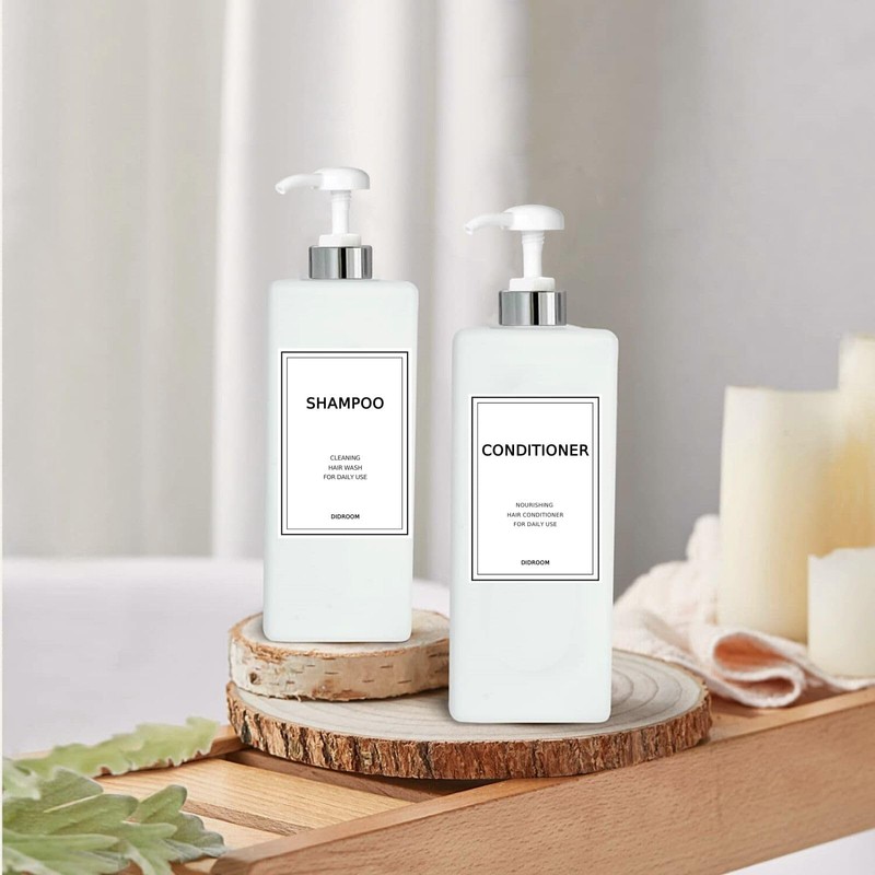 Modern Silver Shampoo and Conditioner Dispenser (21 oz, Pack of