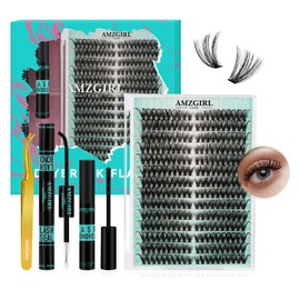 Lash Clusters Kit 280pcs Lashes extensxion Wispy Kit 50D D Curl with Bond&Seal Waterproof,Lashes Glue Remover,Lash Tweezers Tools for Eyelash Extension Kit(50D,9-18mmMIX Kit)