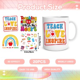 Shejdgart UV DTF Cup Wrap - 20 Sheets Teacher UV DTF Cup Wraps for 16 OZ Back To School Classroom UVDTF Cup Wraps Rainbow Waterproof UV DTF Transfer Stickers for Glass Cup Mug DIY Crafts Teacher Gifts
