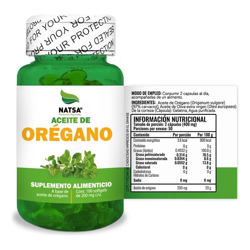 Aceite De Orégano 100 Cápsulas, Calidad Premium