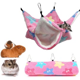 LimCryspp 2Pieces Set Including Small Pet Hammock and Hideaway Tunnel， Hammock with Tunnel Bed Hideout Small Animal Cage Accessories for Hamster Suitable for Hamsters Guinea Pigs Chinchillas Etc