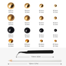 3929Pcs Black Gold Pearls Rhinestones for Crafts Mixed Size 3mm-8mm AB Color Round Half Pearls Flatback Pearl Beads and Resin Rhinestones Set for Face Art