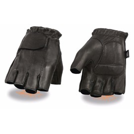 Milwaukee Motorcycle Riding Leather American Deer Skin Fingerless Gloves Very Soft Leather (XL Regular)