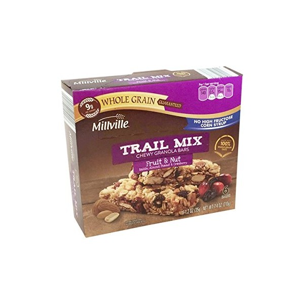 MILLVILLE Trail Mix Granola Bars (6 count) (Fruit & Nut)