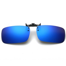 Polarisierte Clip-On-Sonnenbrille, UV400 Flip-Up-Sonnenbrille, polarisierte Linsen, Clip, Tag-Nachtsicht, passt über Blendschutz für Männer und Frauen, Fahren, Angeln, Outdoor, Dunkelblau