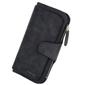 Ladies Wallet Women Wallet Women Wallets Clutches Women PU Leather Clutch Purse Credit Card Coin Holder Bifold (Black)
