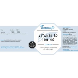 naturafit Vitamin B2 100 mg Capsules, Pack of 90 Capsules