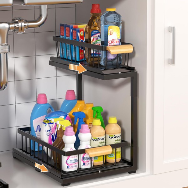 MERATIA Under Sink Organizer, 2 Tier Under Sink Organizers and