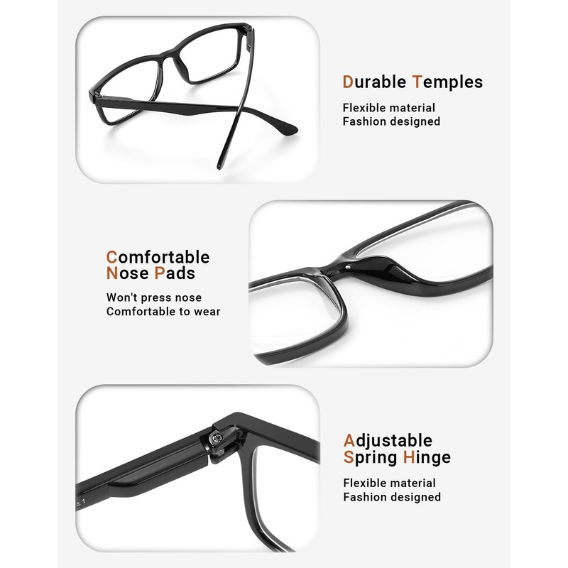 JOLISU Reading Glasses for Men & Women, 5 Pack Black