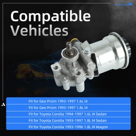 21-5875 Power Steering Pump with Reservoir Fit for Geo Prizm 1993 1994 1995 1996 1997, Fit for Toyota Corolla 1993-1997, 1.6L 1.8L l4, Replaces 4432012321 94852766 Power Assist Pump