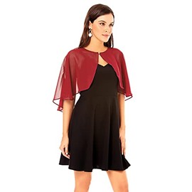 Womens Shawls and Wraps for Evening Dress Chiffon Shawl Cape Wedding Guest Bridesmaid Capelets Scarves(Chiffon Wine Red)