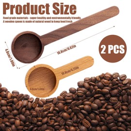 Mess Spoons, 2 Pieces Wooden Coffee Spoons in Walnut, Wooden Coffee Spoons for Measuring Coffee Beans, Ground Beans or Tea, Kitchen Accessories for Home Coffee Scoop