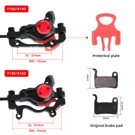 Z00M HB875 MTB Hydraulic Disc Brakes Set Mountain Bike Left Front 800mm Right Rear 1450mm Hydraulic Brake Aluminum Alloy Bicycle Disc Brake for E-Bike Fat Bike Road Bike 2 Piston