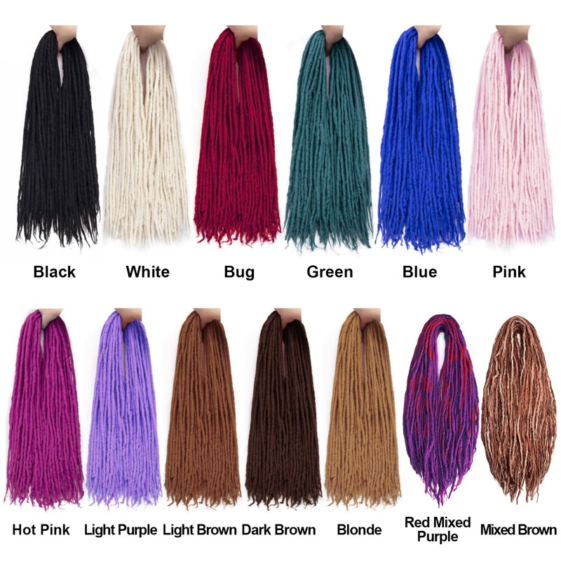 Wool Dreadlock Extensions 22Inches Double Ended Hippie Single Dreads Extensions