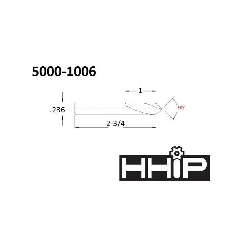 HHIP 5000-1006 - .236 X 2-3/4" 90 Degree M35 5%