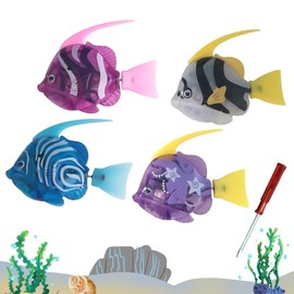 KQWVZ Pack of 4 Robo Fish, Robofish with Light, Electric Fish for Children, Floating Fish Toy, Reusable Robot Fish, Floating Fish Toy for Children, Pets