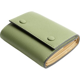 [MALTA] Mini Wallet for Women, Bills Don't Fold, Trifold Wallet, Large Capacity, Box-Type, Coin Compartment, Cowhide Leather, Compact, Small Wallet, Mini Wallet, Olive