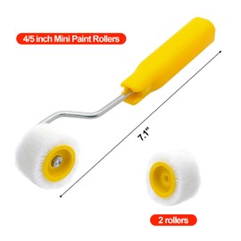 MingQiEven 4/5 inch Mini Paint Rollers for Touch up Trim Edge or Corner, Extra Small Paint Wool Brushes, Tiny Painting Tool(1 Brush +2 Rollers)