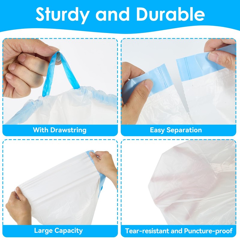 Cat Litter Bags 120 Count, 21.65"x11.8" Drawstring Close Litter Box