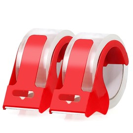 2 rolls Cinta de empaquetado transparente con 2 dispensador recargable de alta resistencia 1.88 x 55 m Cinta de empaquetado para caja de mudanzas