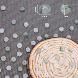 BONNY BOXX 1 hebra natural de 5 x 8 mm de Iceberg Jade Rondelle, abalorio de piedra de disco de ábaco natural, abalorio sueltas de piedras preciosas espaciadoras para hacer pulseras, collares, joyas