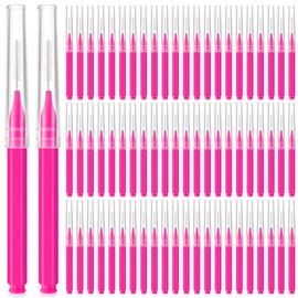 Lallisa 100 Pieces Micro Eyebrow Brush with Cap Brow Lamination Brush Eyebrow Brush Eyelash Brush Multifunctional Micro Lash Comb for Eyelash and Eyebrow Extensions Tool (Pink)