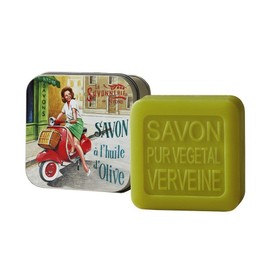 La Savonnerie de Nion French Soap Vervain Tin Case Red Scooter, 1 piece, 100g / 라 사본느리 드 니옹 프랑스 비누 버베인 틴케이스 빨간스쿠터, 1개입, 100g