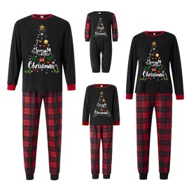 WERNZATT Matching Family Christmas Pyjamas Set Fun Couple Matching PJs Set, Xmas Party Holiday Sleepwear Nightwear for Women Men Kids Baby (Dad, XL, Red)