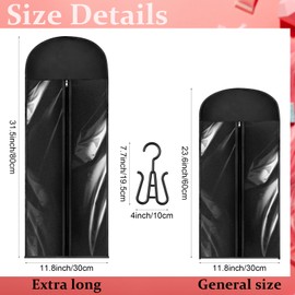 ULELE 6 Pcs Hair Extensions Storage Bag Hanger Bag Wig Storage Bags with Hook Hanger 23.6 & 31.5 Inch Dustproof Wig Bags Portable Wig Hanger Hairpieces Storage Holder for Multiple Wigs (Black, 2 Size)