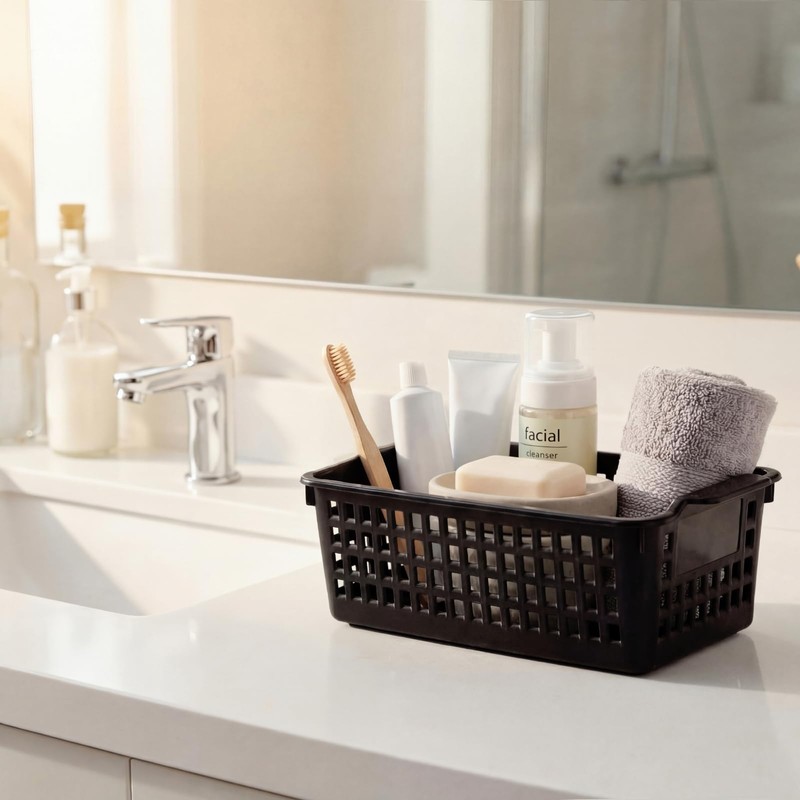 Domensi 12 Pcs Slim Plastic Storage Baskets for Organizing Back