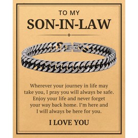 DARIN GIFT To My Son In Law Cuban Link Bracelet Gifts For Men Him - Wherever Your Journey In Life May Take You - Motivational Gradution Christmas Birthday Valentines Fathers' Day Gifts For Son In Law