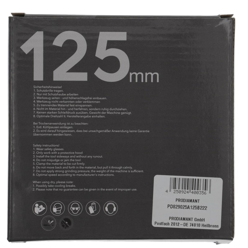 PRODIAMANT Premium PDX829.025 Diamond Grinding Cup Wheel 125 22.2 Silver