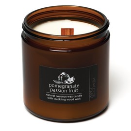 Hemlock Park Crackling Wood Wick Candle Handcrafted with Organic Coconut Wax and Essential Oils (Pomegranate Passion Fruit, Standard 8 oz)