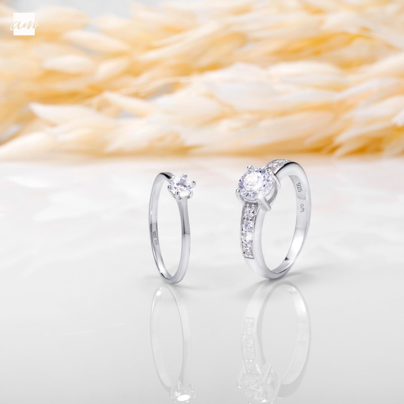 Amberta Solid 925 Sterling Silver Engagement Ring for Women |