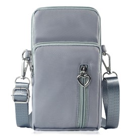 JANKS Small Crossbody Bags for Women Mini Cell Phone Purses with Crossbody Strap Phone Wallet Shoulder Bag Nylon Arm Bag, A-grey