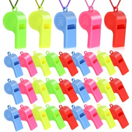 BELIHOME Pack of 72 Children's Plastic Whistles, 5 Colours, Plastic Whistle, Sports Whistles with Lanyard, Colourful Whistle, Plastic Referee Whistle, Sports Whistles with Adjustable for School Sports