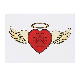 'Paw Print Angel Heart' Temporary Tattoo - Water Resistant, Skin-Safe, Non-Toxic Transfer (TO00082161)