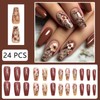 Autumn and Winter Brown Flowers False Nails