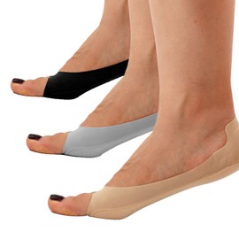 Flammi 3/6 Pairs Women Peep Toe Liner Socks No Show with Nonslip Heel Grip