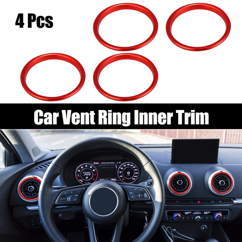 X AUTOHAUX 4 Pcs Red Car Air Conditioner Vent Ring